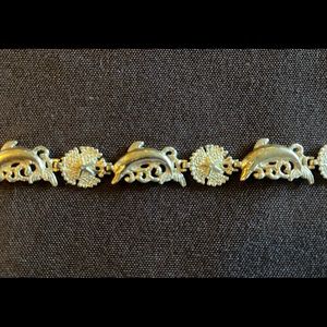 14k Gold Dolphin and Sand Dollar Bracelet